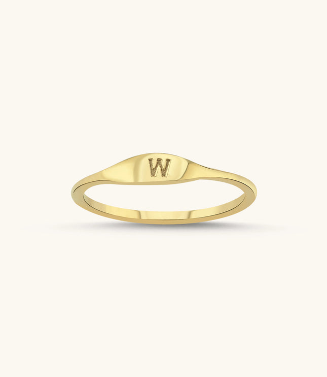 Tiny Initial Ring, Personalized Jewelry with Engraved Letter