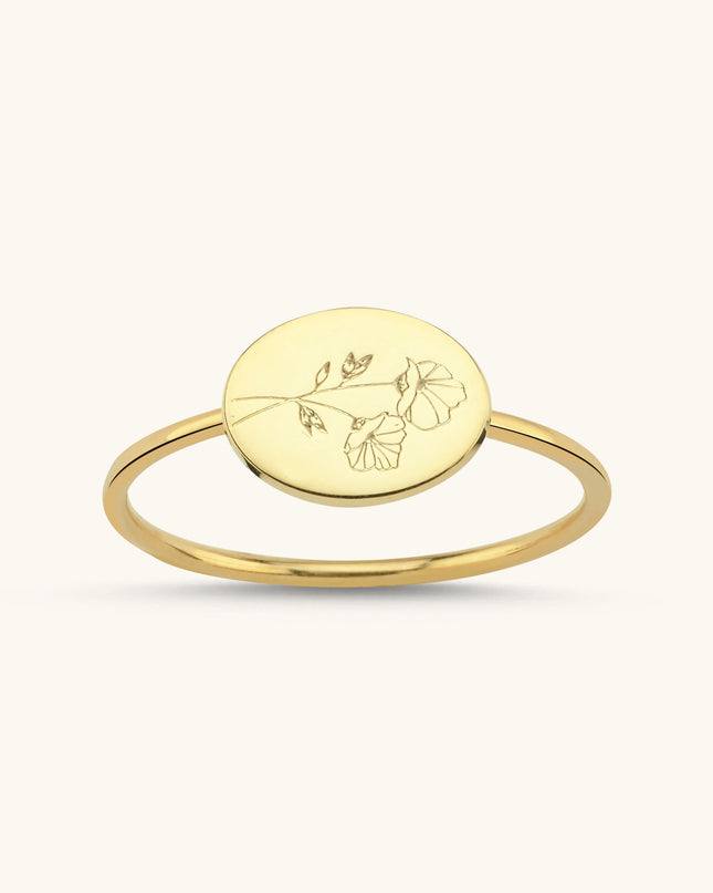 Floral Engraved Ring – 18K Gold-Plated Sterling Silver Dabas Minimalist