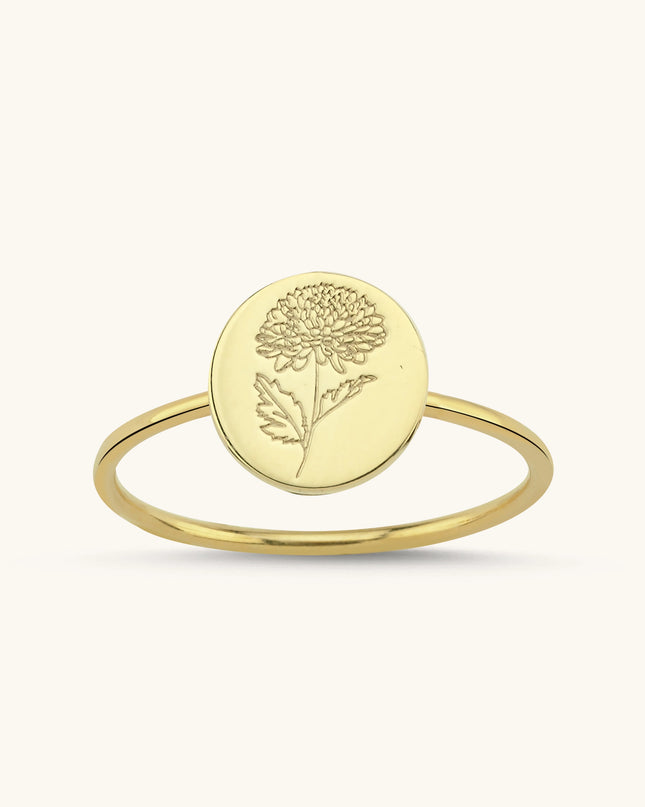 Birth Flower Ring – 18K Gold-Plated Sterling Silver Floral Jewelry Dabas Minimalist