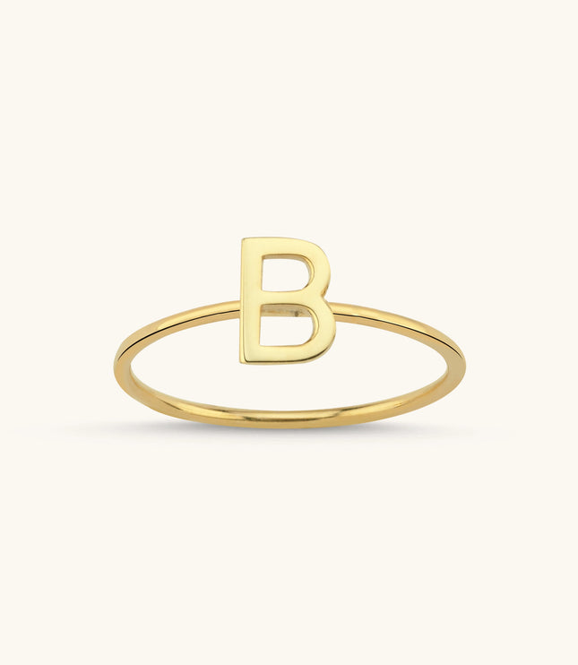 Initial Letter Ring, 18K Gold-Plated Sterling Silver