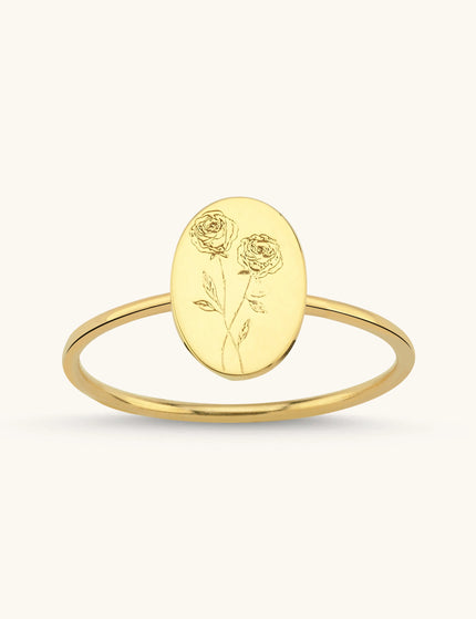 Tiny Birth Flower Ring, 18K Gold-Plated Sterling Silver Ring