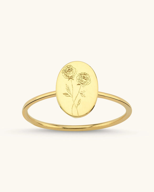 Tiny Birth Flower Ring – 18K Gold-Plated Sterling Silver Floral Jewelry Dabas Minimalist