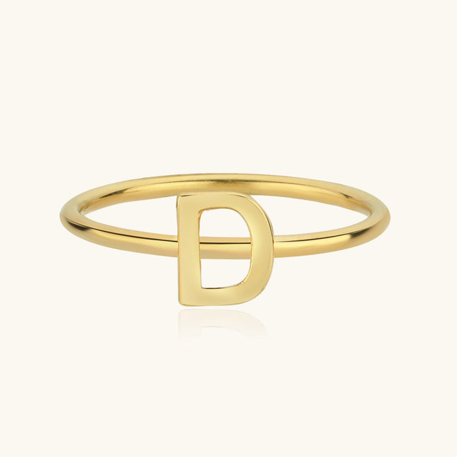 Initial Letter Ring, 18K Gold-Plated Sterling Silver - Dabas Minimalist