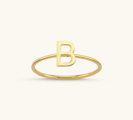 Initial Letter Ring, 18K Gold-Plated Sterling Silver - Dabas Minimalist