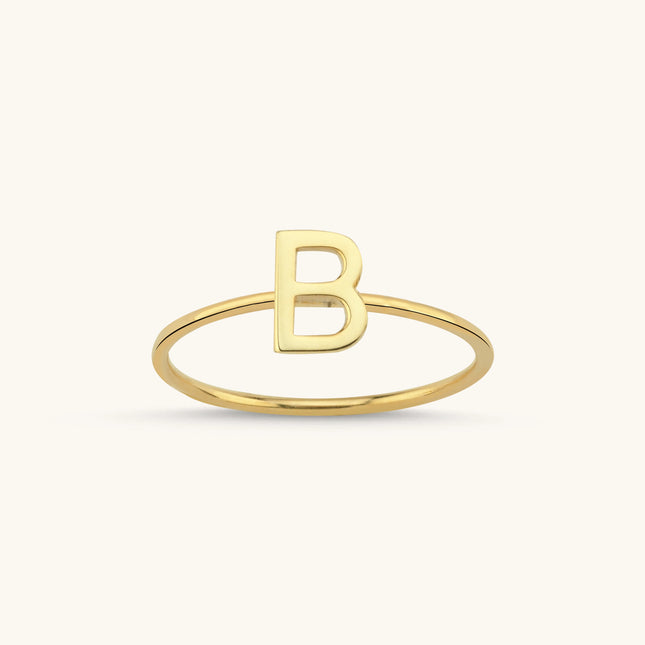 Initial Letter Ring, 18K Gold-Plated Sterling Silver - Dabas Minimalist