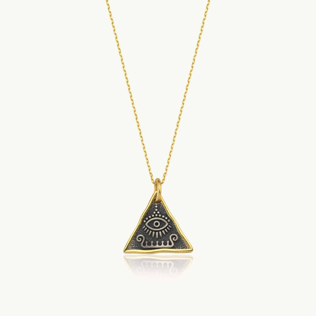 Ancient Triangular Evil Eye Necklace, Protection-Inspired Symbolic Jewelry - Dabas Minimalist
