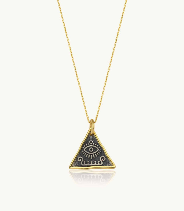 Ancient Triangular Evil Eye Necklace, Protection-Inspired Symbolic Jewelry - Dabas Minimalist