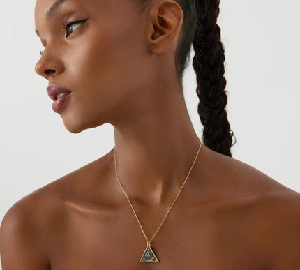 Ancient Triangular Evil Eye Necklace, Protection-Inspired Symbolic Jewelry - Dabas Minimalist