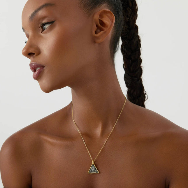 Ancient Triangular Evil Eye Necklace, Protection-Inspired Symbolic Jewelry - Dabas Minimalist