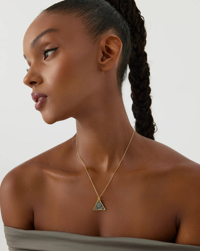 Ancient Triangular Evil Eye Necklace, Protection-Inspired Symbolic Jewelry - Dabas Minimalist