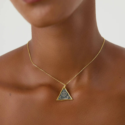 Ancient Triangular Evil Eye Necklace, Protection-Inspired Symbolic Jewelry - Dabas Minimalist