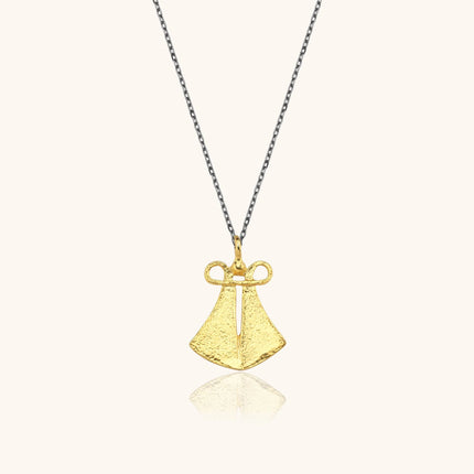 Ancient Cloak Sword Pendant Necklace, 18K Gold-Plated Oxidized Sterling Silver - Dabas Minimalist