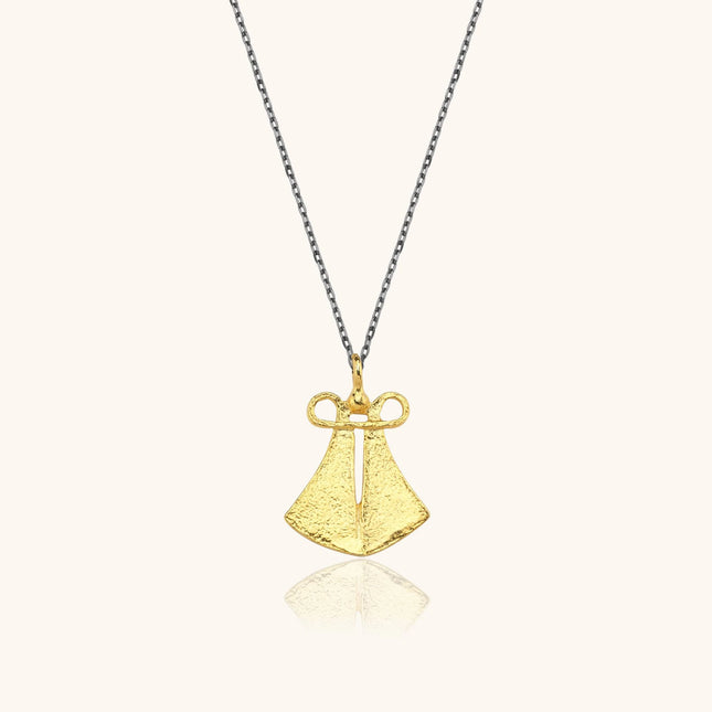 Ancient Cloak Sword Pendant Necklace, 18K Gold-Plated Oxidized Sterling Silver - Dabas Minimalist