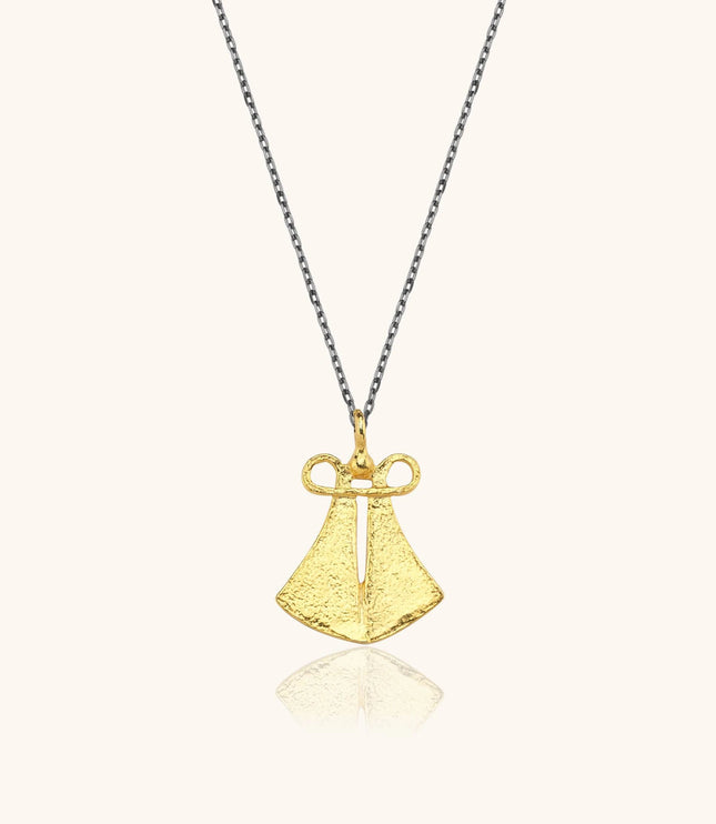 Ancient Cloak Sword Pendant Necklace, 18K Gold-Plated Oxidized Sterling Silver - Dabas Minimalist