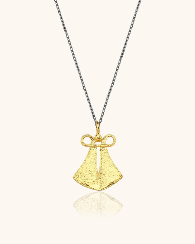 Ancient Cloak Sword Pendant Necklace, 18K Gold-Plated Oxidized Sterling Silver - Dabas Minimalist
