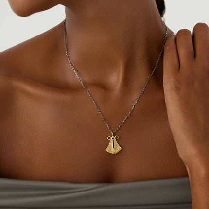 Ancient Cloak Sword Pendant Necklace, 18K Gold-Plated Oxidized Sterling Silver - Dabas Minimalist