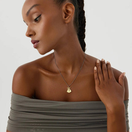 Ancient Cloak Sword Pendant Necklace, 18K Gold-Plated Oxidized Sterling Silver - Dabas Minimalist