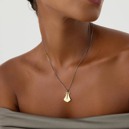 Ancient Cloak Sword Pendant Necklace, 18K Gold-Plated Oxidized Sterling Silver - Dabas Minimalist