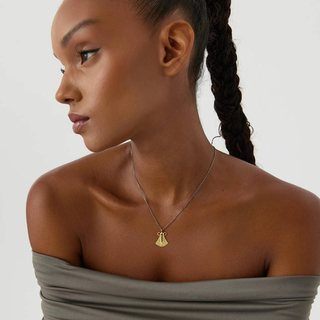 Ancient Cloak Sword Pendant Necklace, 18K Gold-Plated Oxidized Sterling Silver - Dabas Minimalist