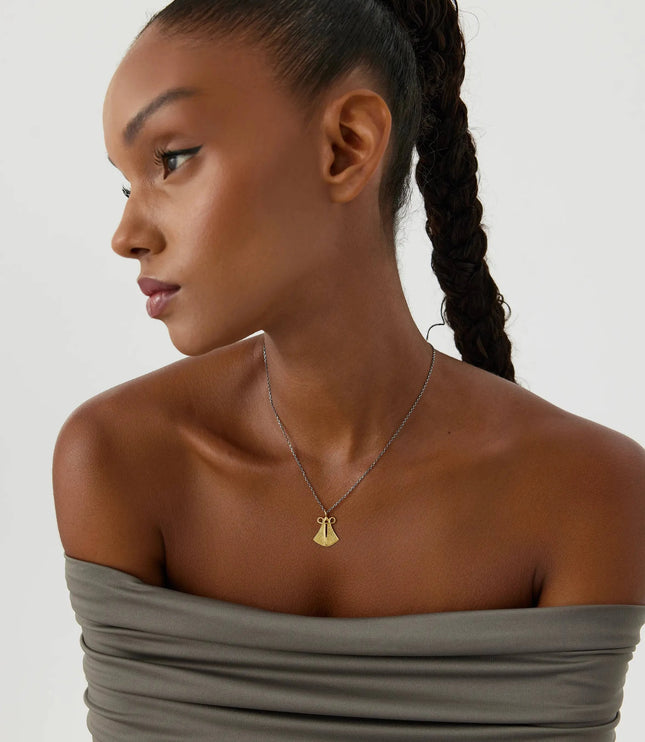 Ancient Cloak Sword Pendant Necklace, 18K Gold-Plated Oxidized Sterling Silver - Dabas Minimalist