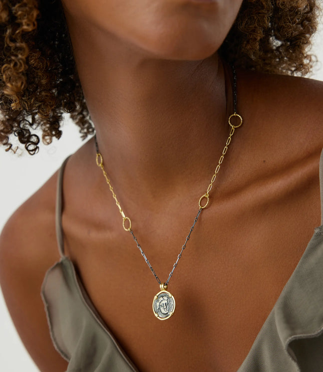 Ancient Coin Necklace, 18K Gold-Plated Sterling Silver - Dabas Minimalist