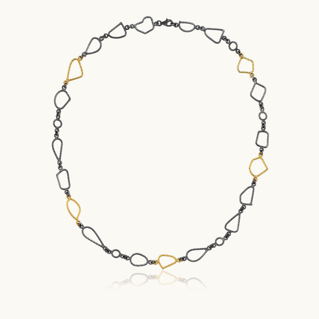 Ancient Design Chain Necklace, 18K Gold-Plated Oxidized Sterling Silver - Dabas Minimalist