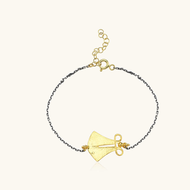 Ancient Cloak Sword Bracelet, 18K Gold-Plated Oxidized Sterling Silver - Dabas Minimalist
