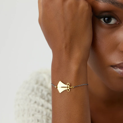 Ancient Cloak Sword Bracelet, 18K Gold-Plated Oxidized Sterling Silver - Dabas Minimalist