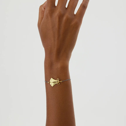 Ancient Cloak Sword Bracelet, 18K Gold-Plated Oxidized Sterling Silver - Dabas Minimalist