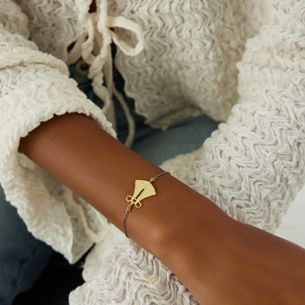 Ancient Cloak Sword Bracelet, 18K Gold-Plated Oxidized Sterling Silver - Dabas Minimalist