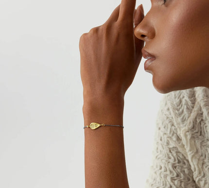 Ancient Sword Flower Bracelet, 18K Gold-Plated Oxidized Sterling Silver - Dabas Minimalist