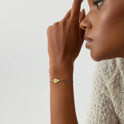 Ancient Sword Flower Bracelet, 18K Gold-Plated Oxidized Sterling Silver - Dabas Minimalist