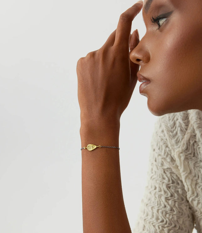 Ancient Sword Flower Bracelet, 18K Gold-Plated Oxidized Sterling Silver - Dabas Minimalist