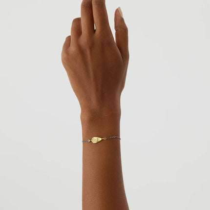 Ancient Sword Flower Bracelet, 18K Gold-Plated Oxidized Sterling Silver - Dabas Minimalist
