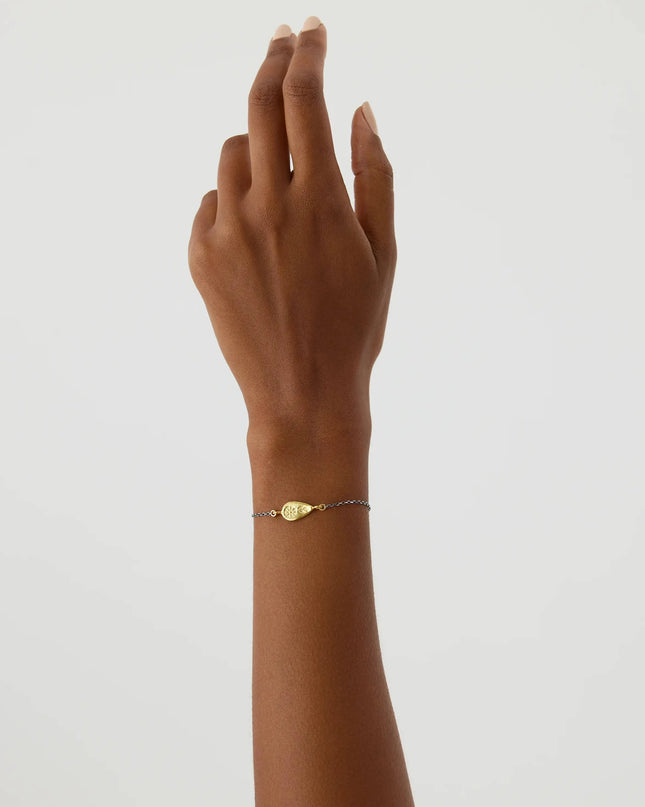 Ancient Sword Flower Bracelet, 18K Gold-Plated Oxidized Sterling Silver - Dabas Minimalist