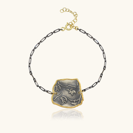 Ancient Symbol Bracelet – 18K Gold-Plated Sterling Silver with Black Chain - Dabas Minimalist