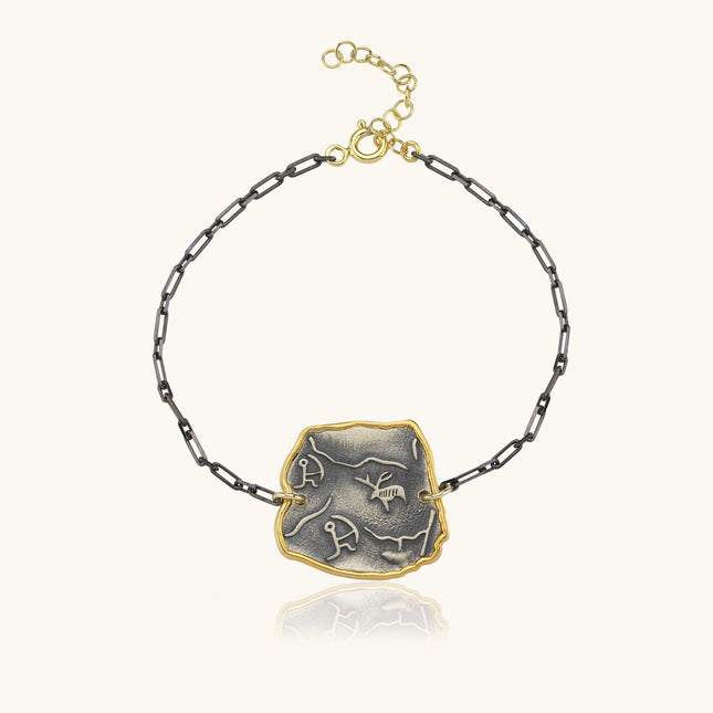 Ancient Symbol Bracelet – 18K Gold-Plated Sterling Silver with Black Chain - Dabas Minimalist