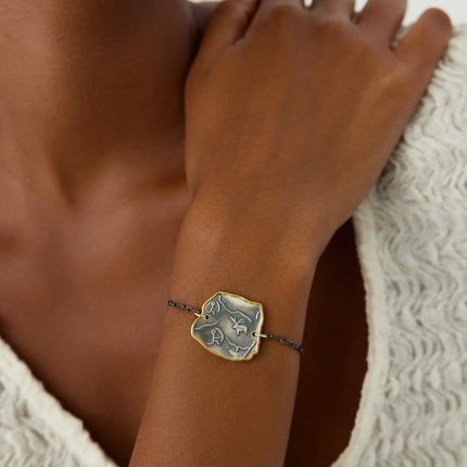 Ancient Symbol Bracelet – 18K Gold-Plated Sterling Silver with Black Chain - Dabas Minimalist