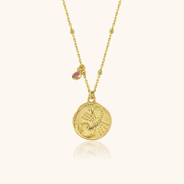 Zodiac Astrology Necklace with Birthstone, 18k Gold-Plated Personalized Celestial Jewelry - Dabas Minimalist