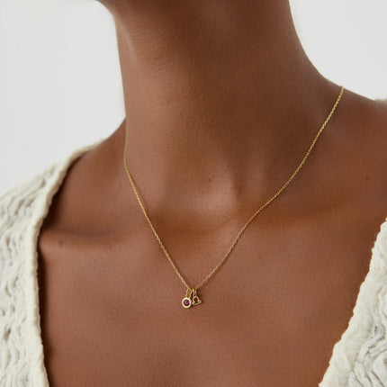 Zodiac Necklace with Birthstone Charm, 18K Gold-Plated Sterling Silver - Dabas Minimalist