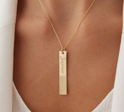 Personalized Fingerprint Bar Necklace Dabas Minimalist