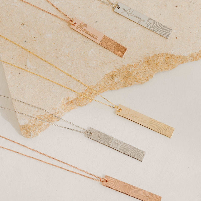 Personalized Fingerprint Bar Necklace Dabas Minimalist