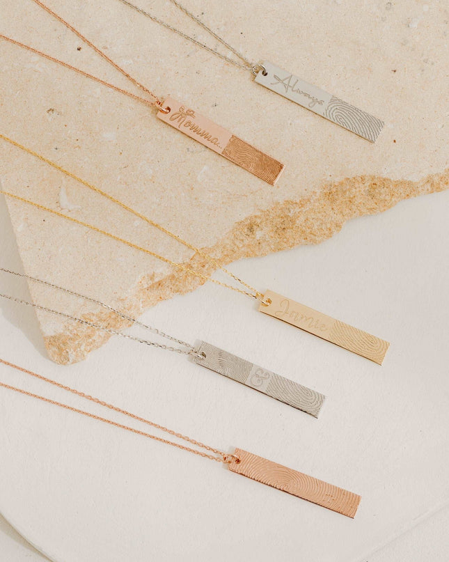 Personalized Fingerprint Bar Necklace Dabas Minimalist