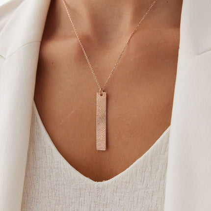 Personalized Fingerprint Bar Necklace Dabas Minimalist