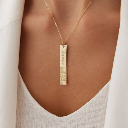 Personalized Fingerprint Bar Necklace Dabas Minimalist