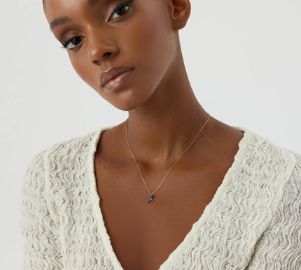 Dove Bird Necklace with Colorful CZ Stones, 18K Gold-Plated Sterling Silver - Dabas Minimalist