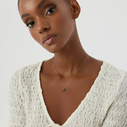 Dove Bird Necklace with Colorful CZ Stones, 18K Gold-Plated Sterling Silver - Dabas Minimalist