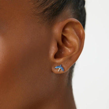 Dove Bird Stud Earrings with CZ Colorful Stones, 18K Gold-Plated Sterling Silver - Dabas Minimalist