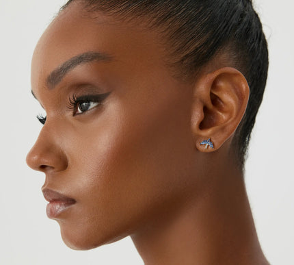 Dove Bird Stud Earrings with CZ Colorful Stones, 18K Gold-Plated Sterling Silver - Dabas Minimalist