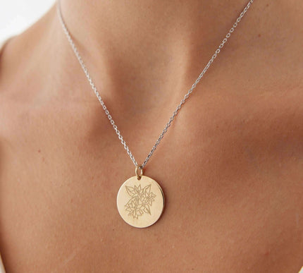 Custom Circle Birth Flower Necklace - Dabas Minimalist
